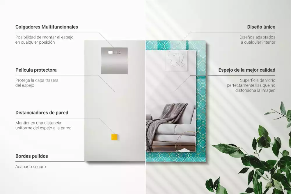 Rechteckiger dekorativer spiegel Grünes geometrisches Muster