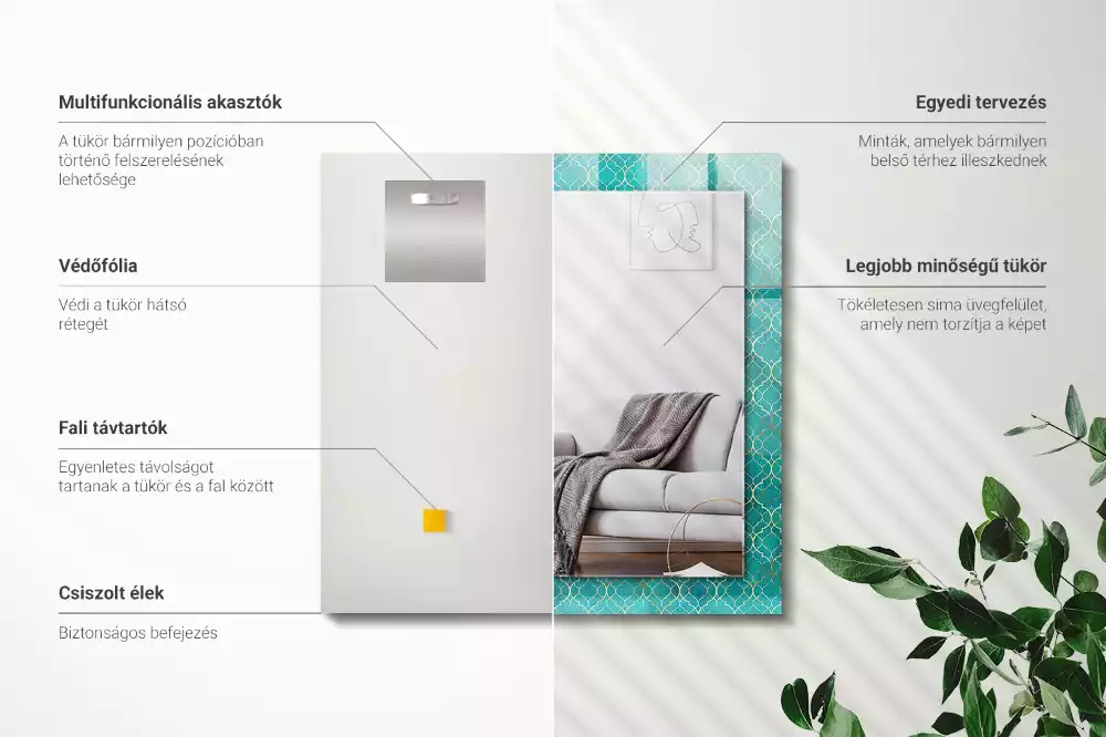 Rechteckiger dekorativer spiegel Grünes geometrisches Muster