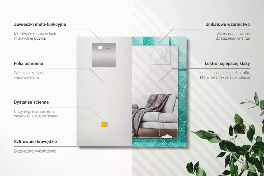 Rechteckiger dekorativer spiegel Grünes geometrisches Muster