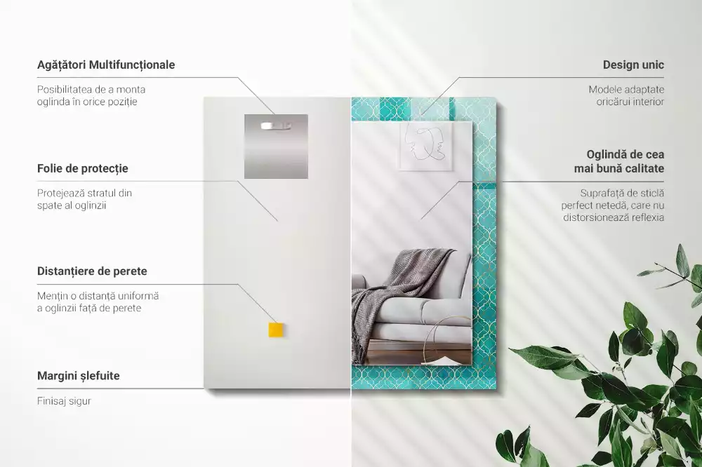 Rechteckiger dekorativer spiegel Grünes geometrisches Muster