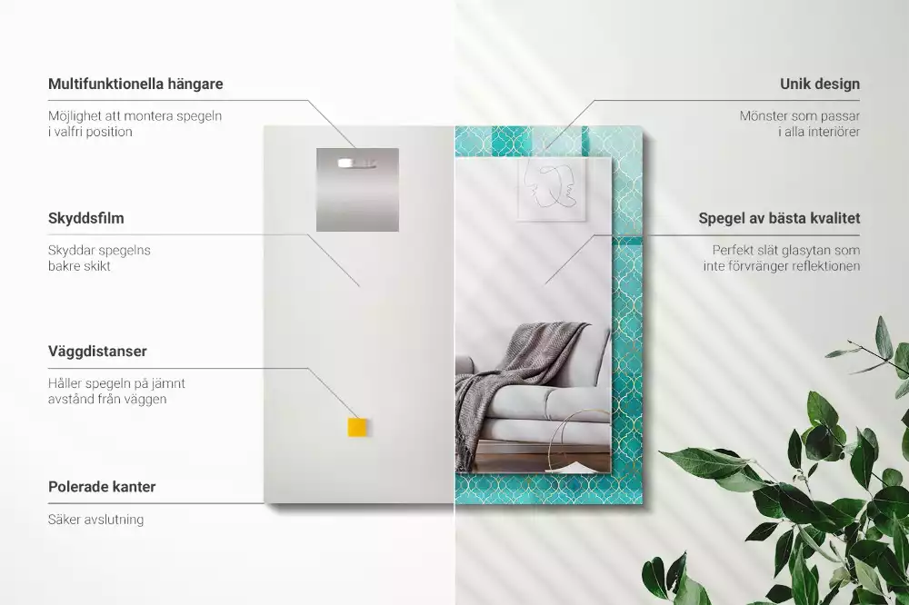 Rechteckiger dekorativer spiegel Grünes geometrisches Muster