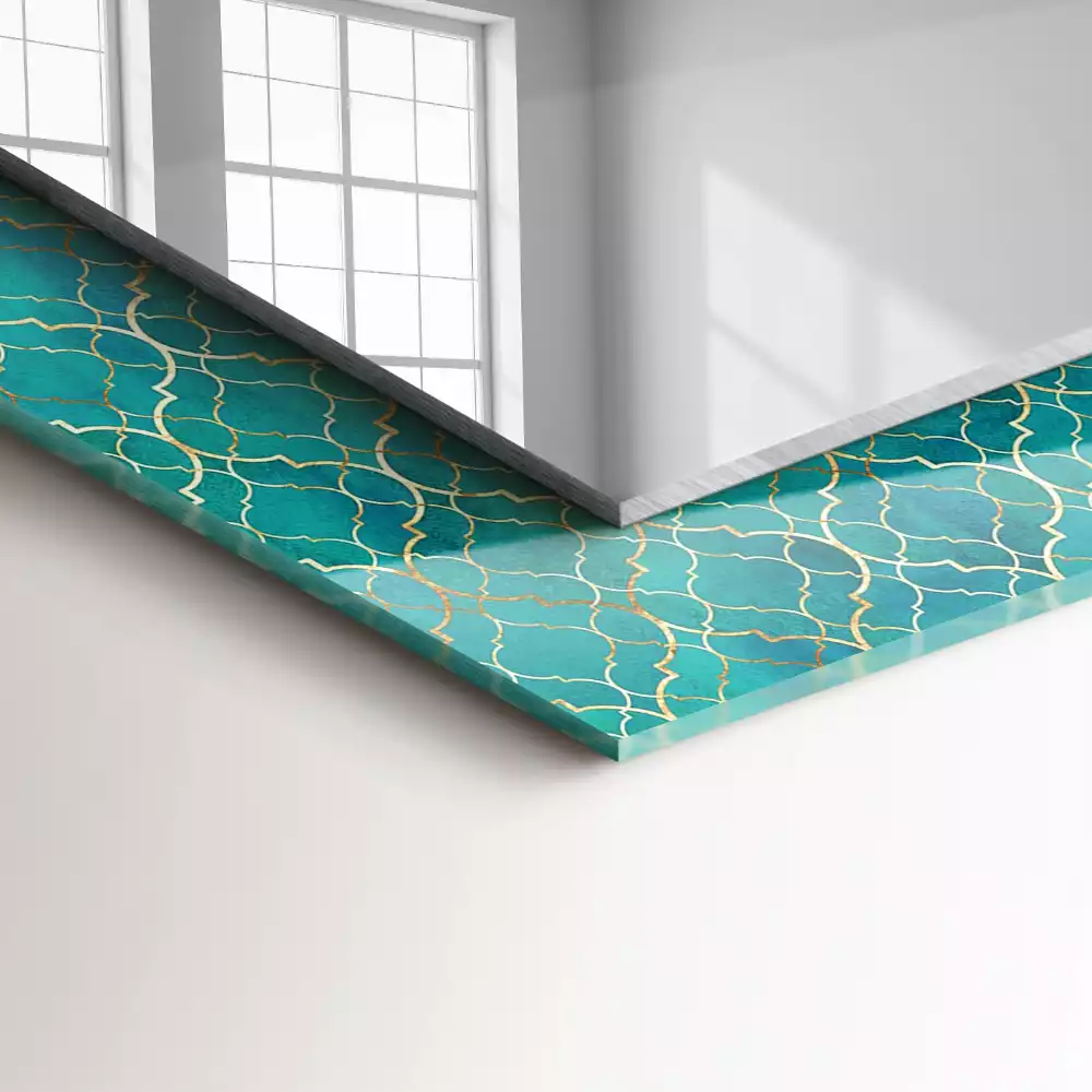 Rechteckiger dekorativer spiegel Grünes geometrisches Muster