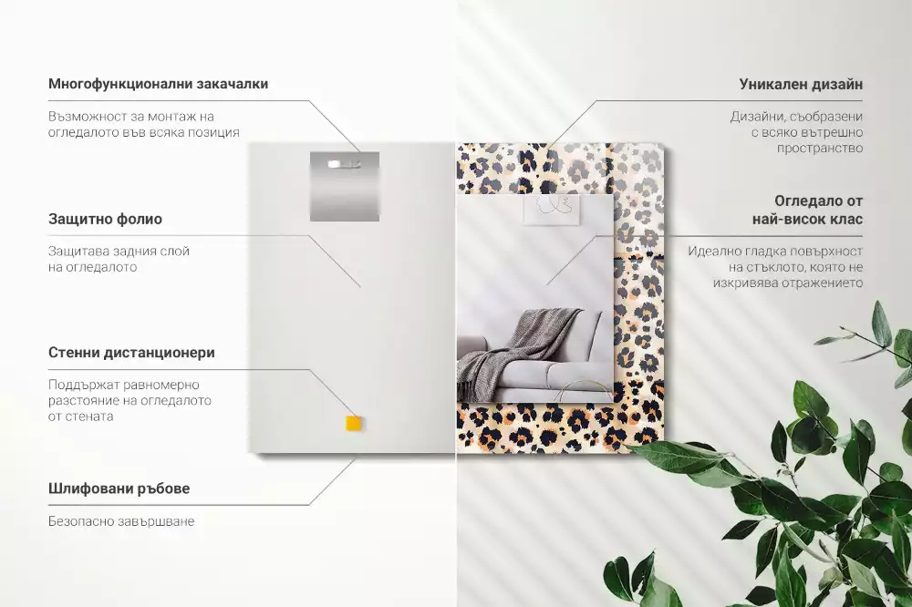 Rechteckiger spiegel Leopardenmuster