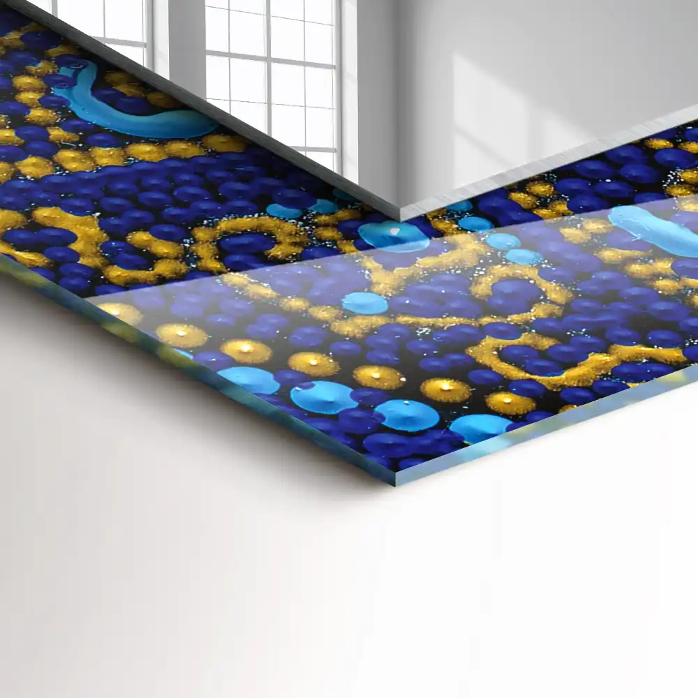 Rechteckiger dekorativer spiegel Blaue gepunktete Mandala