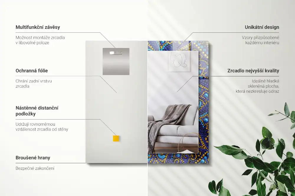 Rechteckiger dekorativer spiegel Blaue gepunktete Mandala