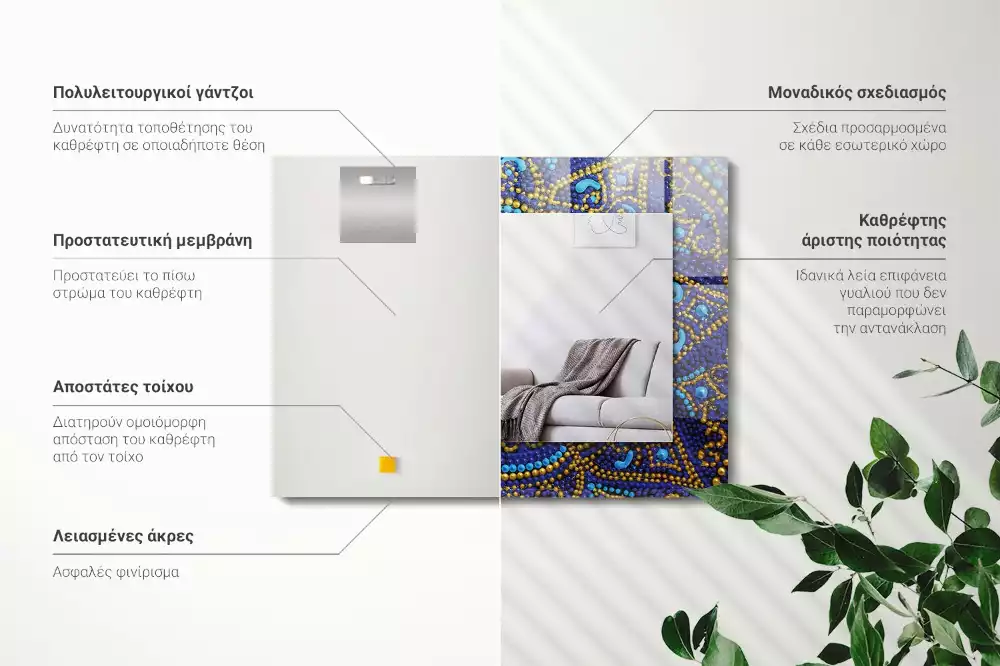 Rechteckiger dekorativer spiegel Blaue gepunktete Mandala