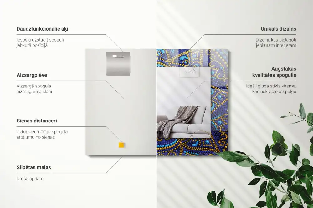 Rechteckiger dekorativer spiegel Blaue gepunktete Mandala