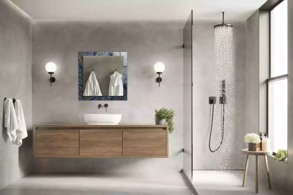 Rechteckiger dekorativer spiegel Blaue gepunktete Mandala