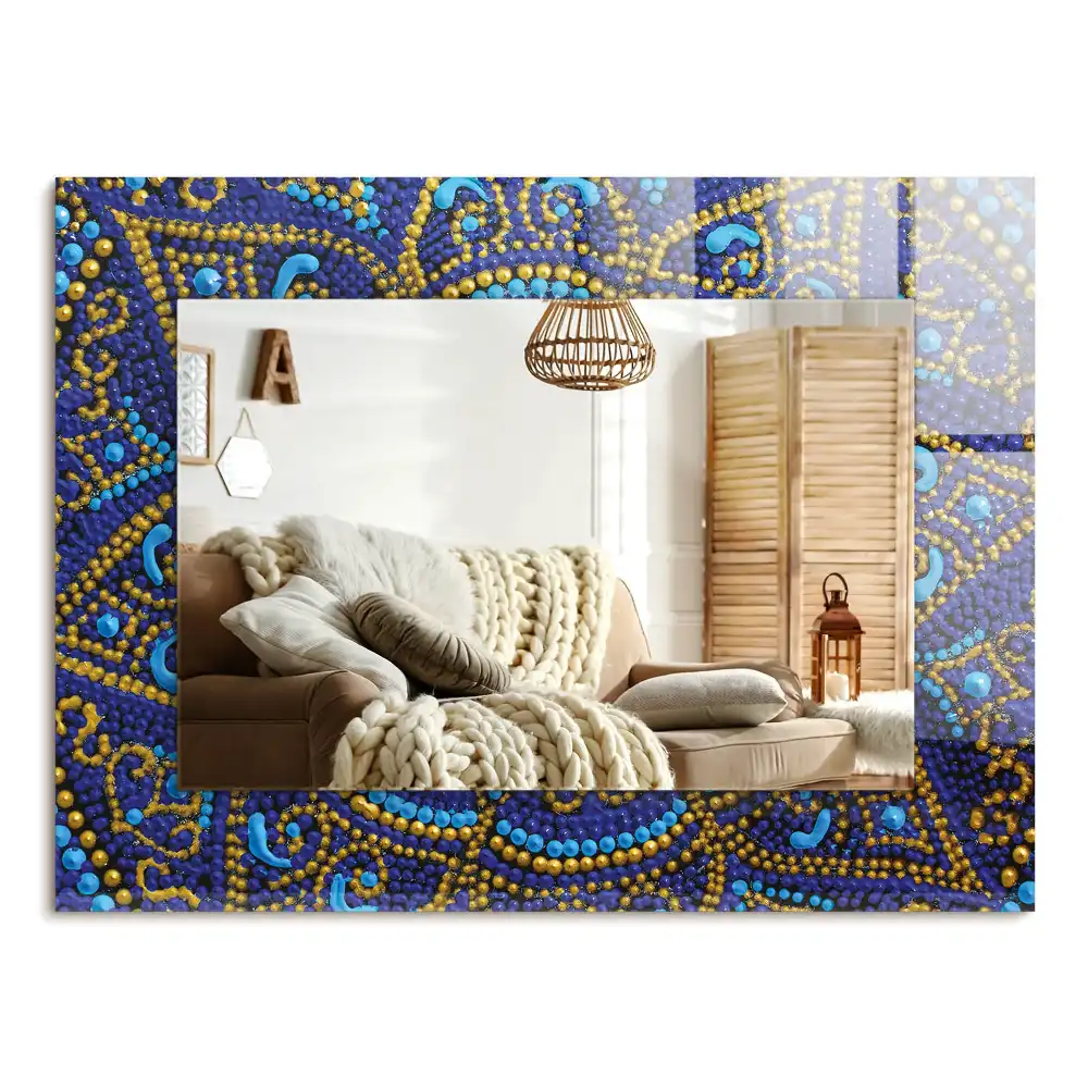 Rechteckiger dekorativer spiegel Blaue gepunktete Mandala