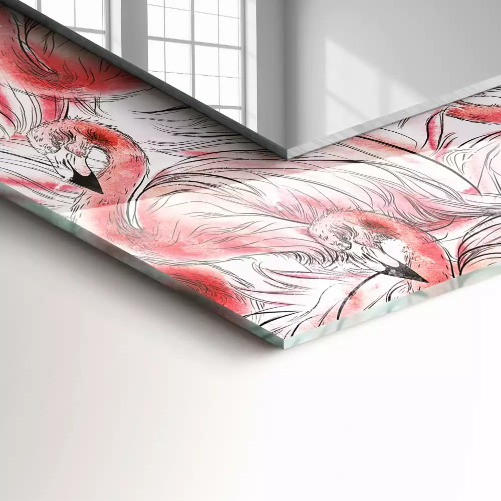Spiegel mit rechteckigem aufdruck Rosa Flamingos