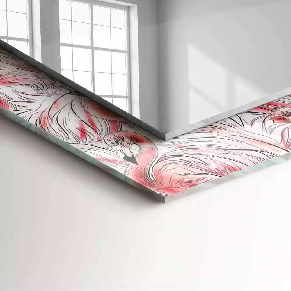 Spiegel mit rechteckigem aufdruck Rosa Flamingos