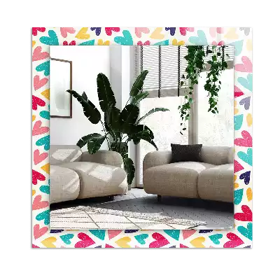 Rechteckiger dekorativer spiegel Bunte Herzenmuster