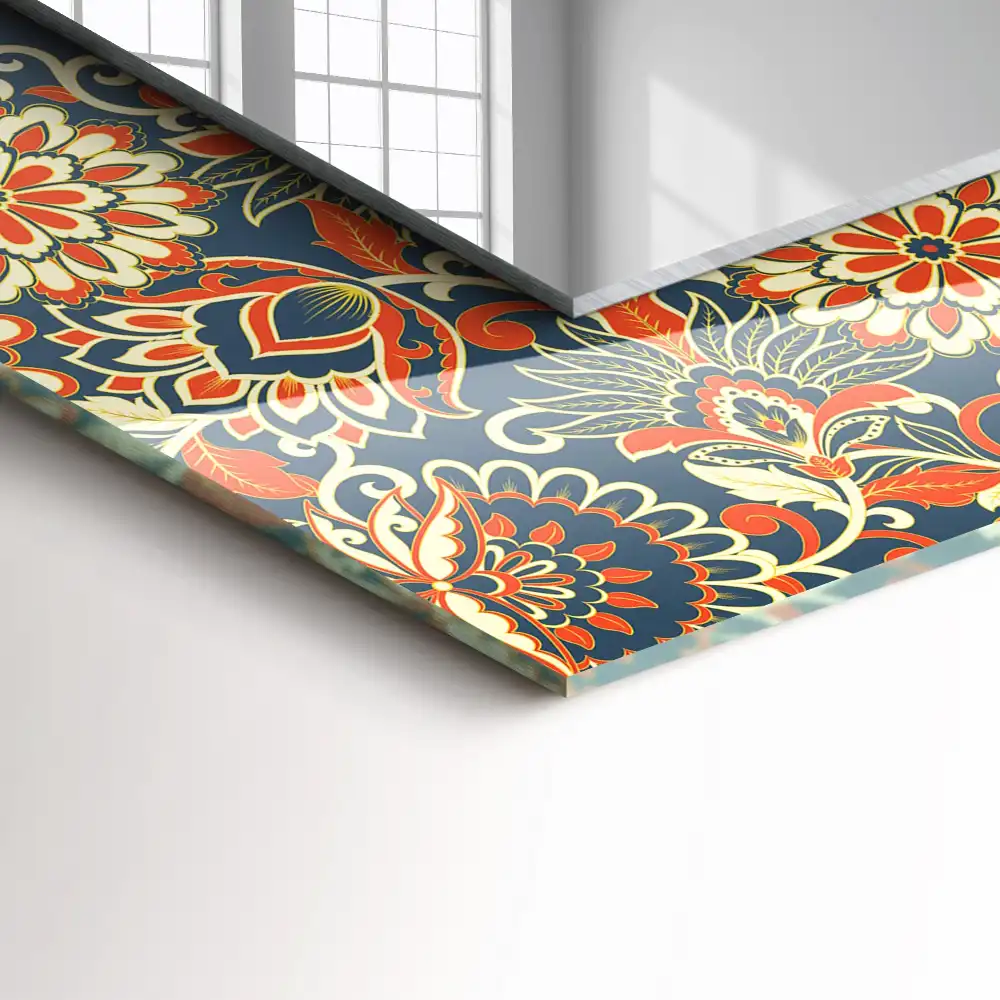 Rechteckiger dekorativer spiegel Blumen-Tapetenmuster