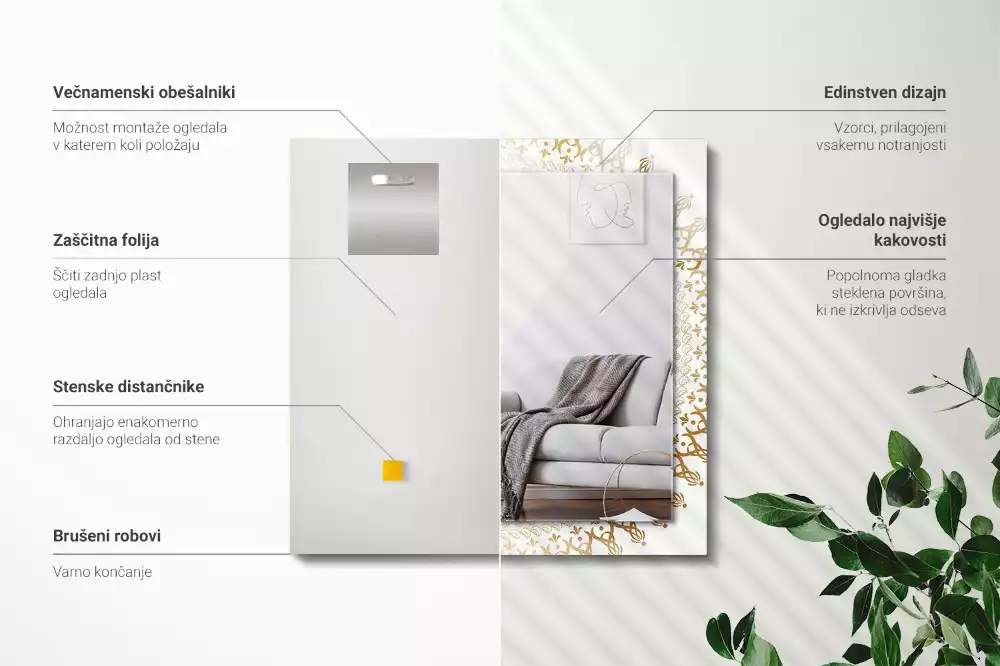 Rechteckiger dekorativer spiegel Mandalamuster