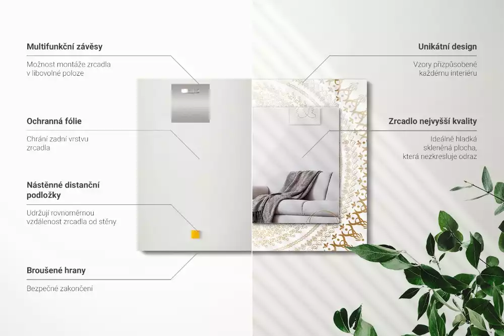 Rechteckiger dekorativer spiegel Mandalamuster