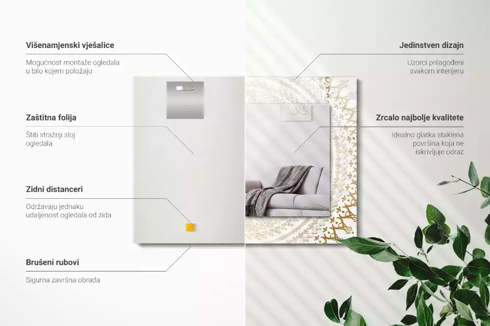 Rechteckiger dekorativer spiegel Mandalamuster