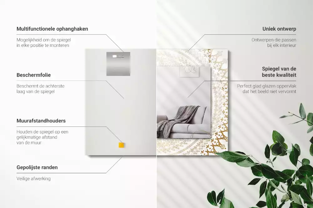 Rechteckiger dekorativer spiegel Mandalamuster