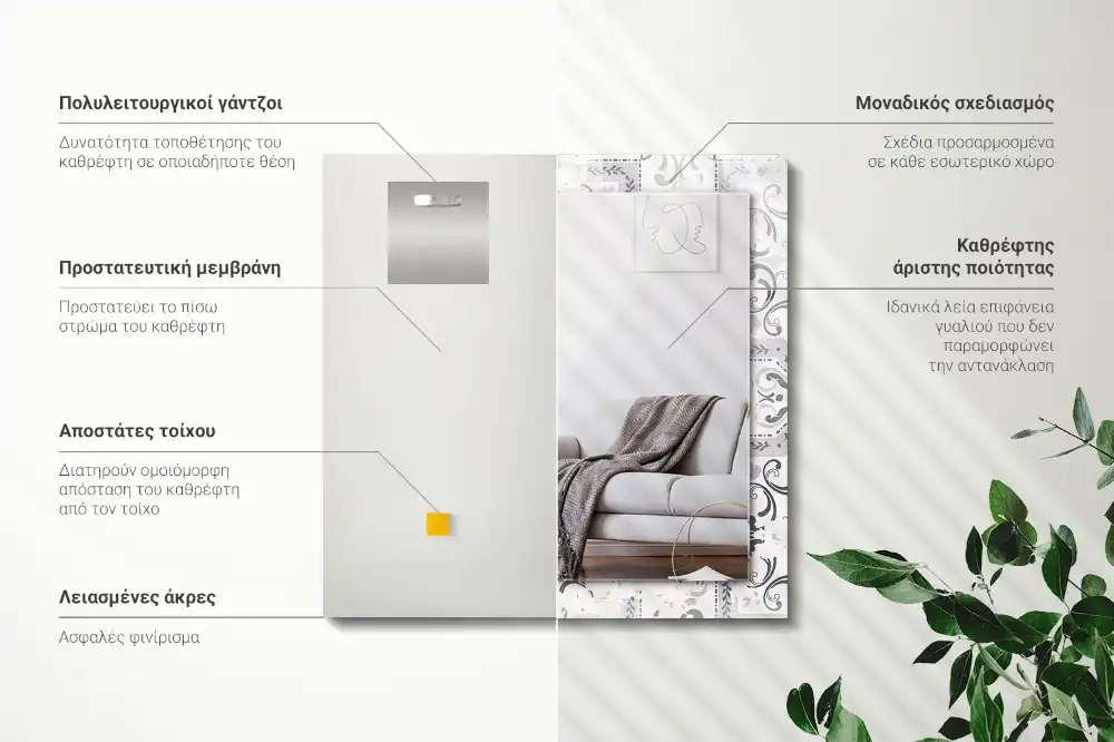 Spiegel mit rechteckigem aufdruck Fliesenornamente
