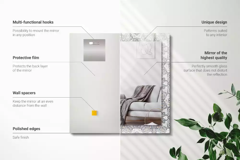 Rechteckiger dekorativer spiegel Ornamentmuster