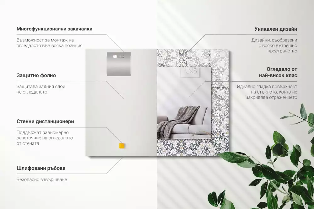 Rechteckiger dekorativer spiegel Ornamentmuster