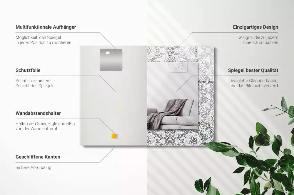 Rechteckiger dekorativer spiegel Ornamentmuster