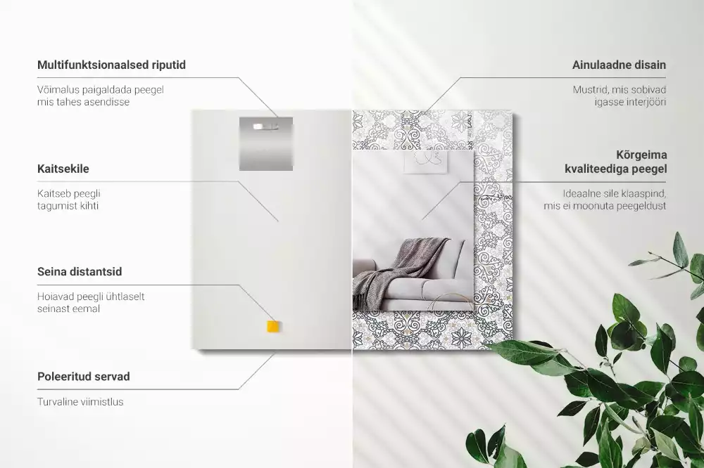 Rechteckiger dekorativer spiegel Ornamentmuster