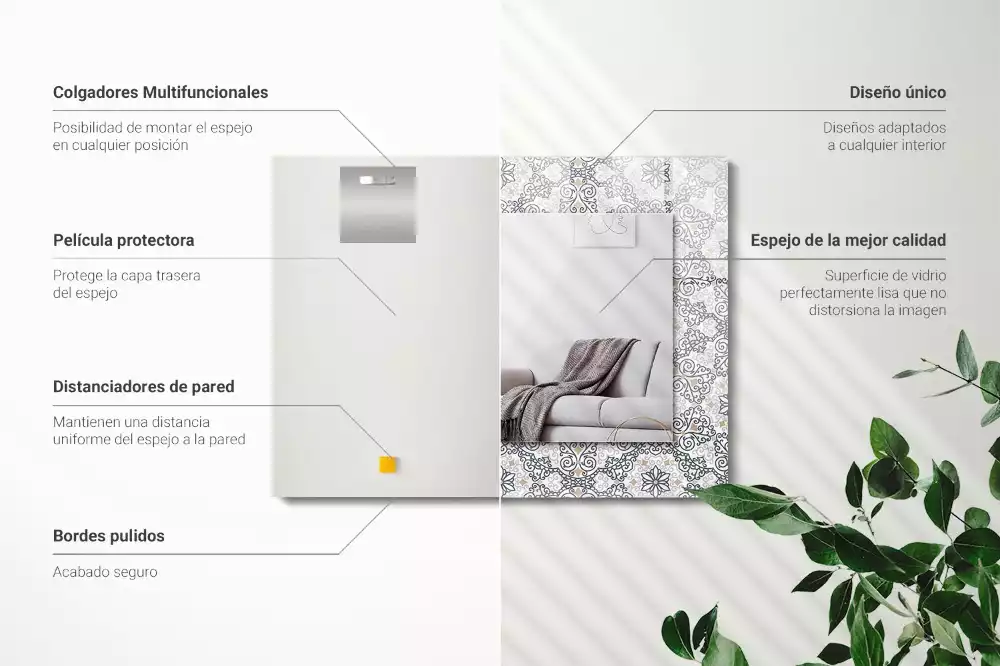 Rechteckiger dekorativer spiegel Ornamentmuster