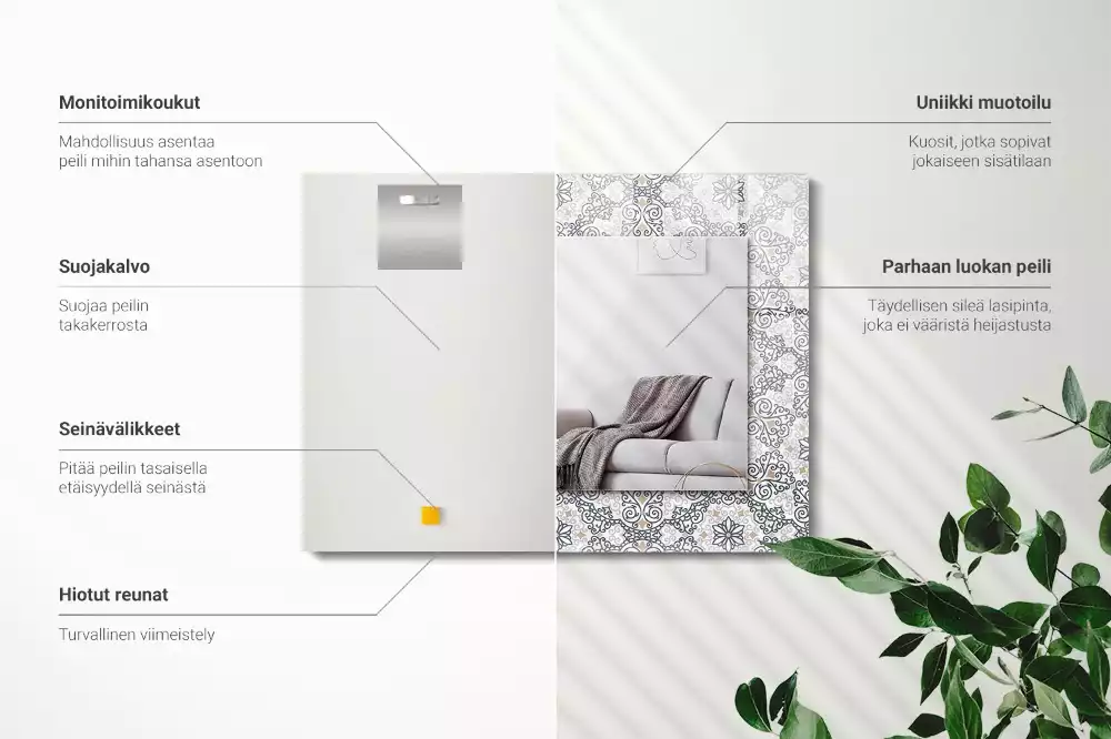 Rechteckiger dekorativer spiegel Ornamentmuster