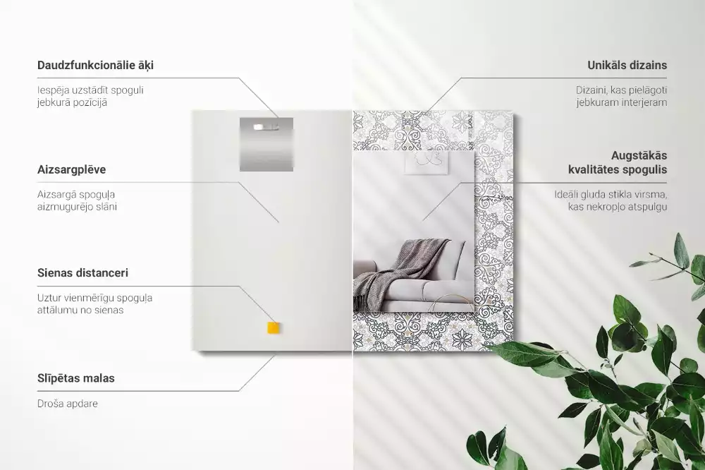 Rechteckiger dekorativer spiegel Ornamentmuster