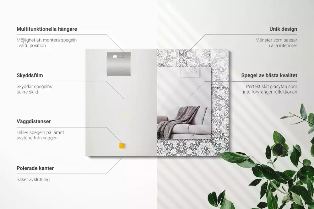 Rechteckiger dekorativer spiegel Ornamentmuster