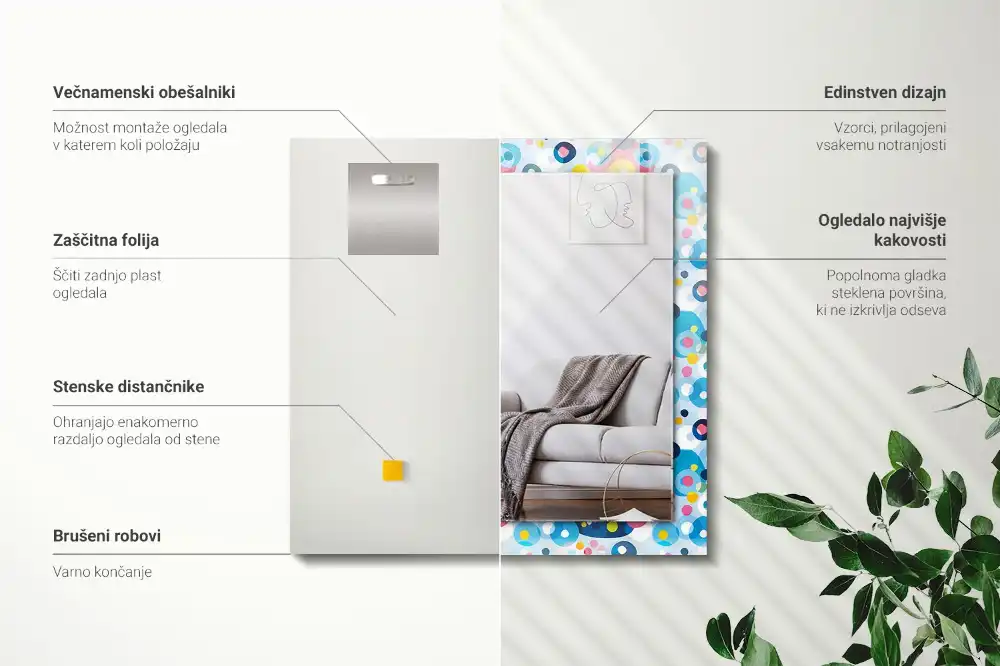 Rechteckiger spiegel Bunte abstrakte Muster