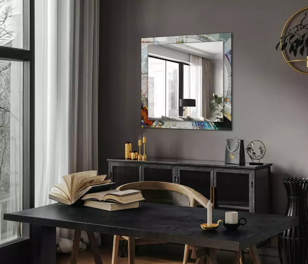 Rechteckiger dekorativer spiegel Abstrakte Kreismosaik