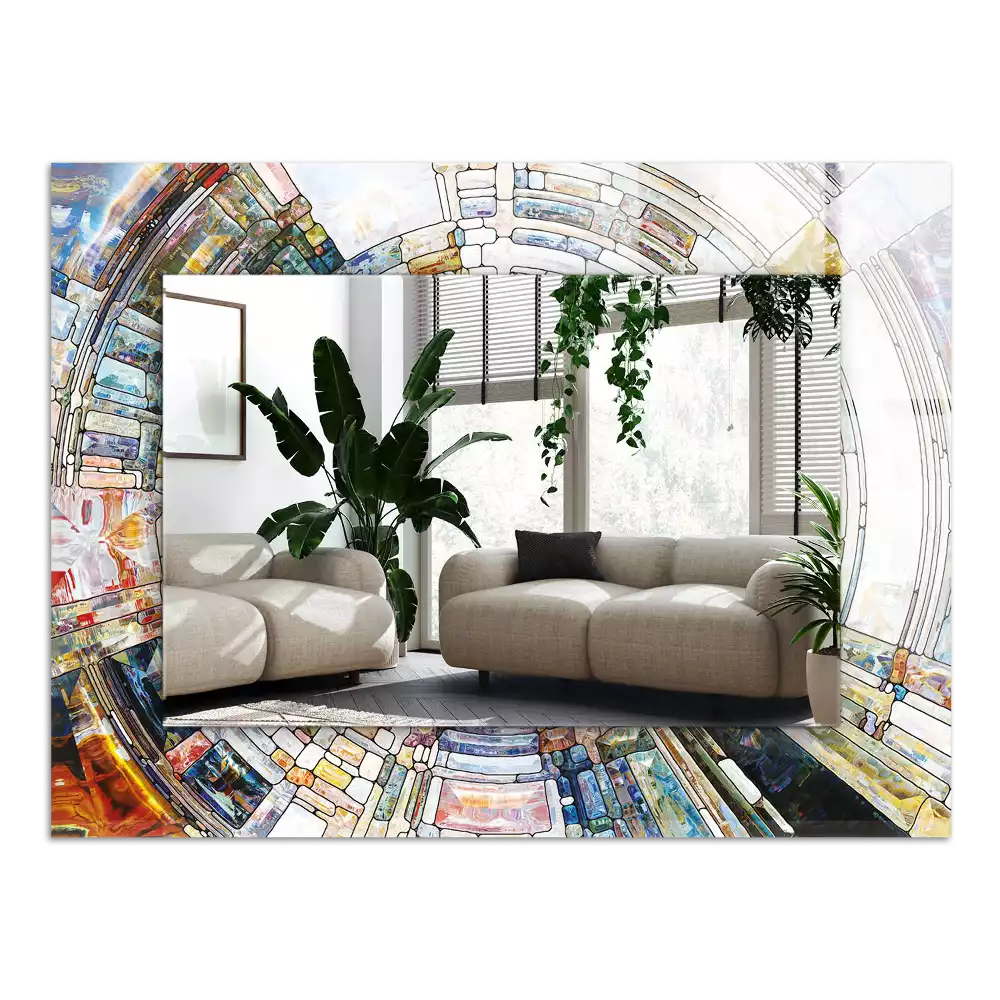 Rechteckiger dekorativer spiegel Abstrakte Kreismosaik