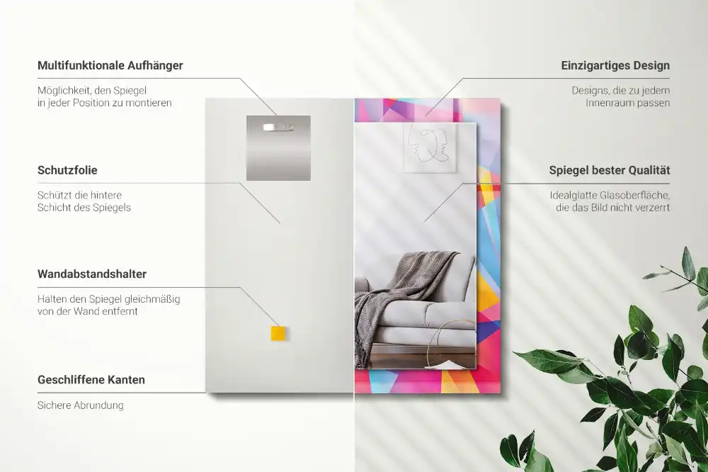Rechteckiger spiegel Bunte geometrische Muster