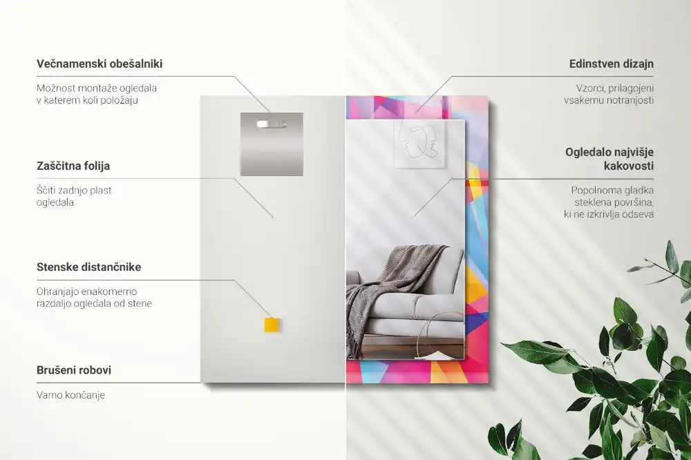Rechteckiger spiegel Bunte geometrische Muster