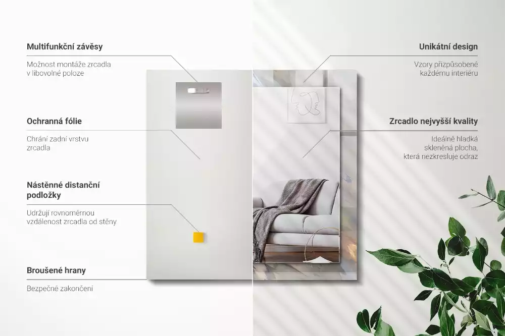 Spiegel mit rechteckigem aufdruck Abstrakte bunte Muster