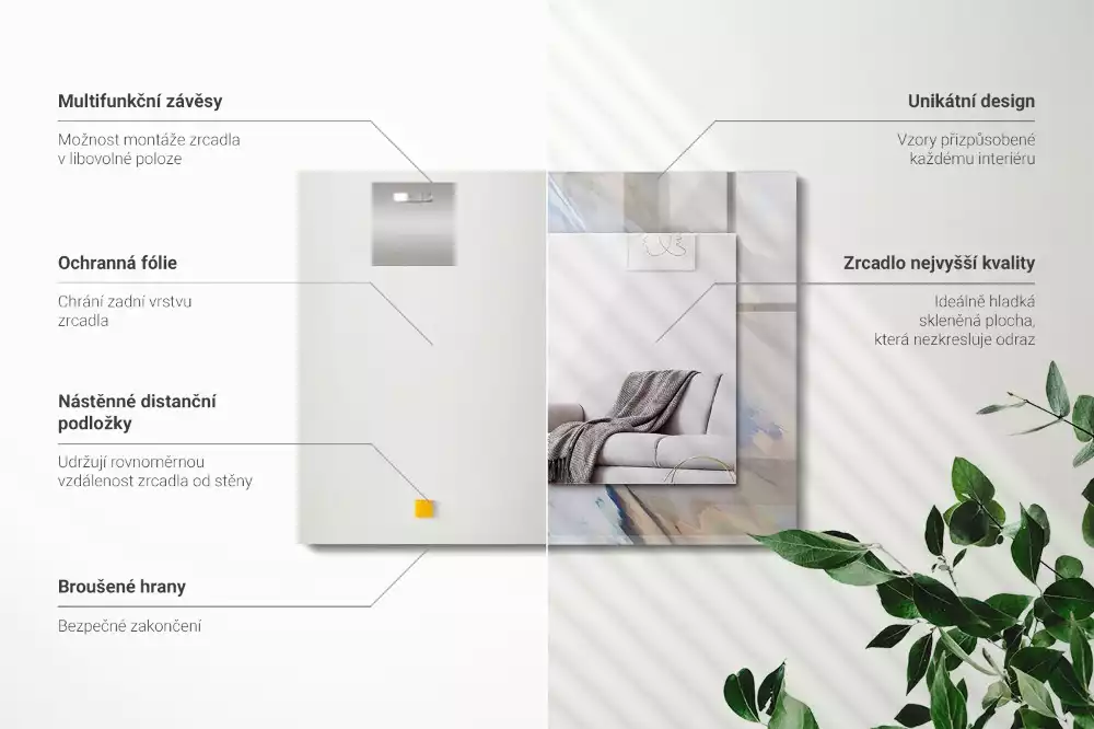 Spiegel mit rechteckigem aufdruck Abstrakte bunte Muster