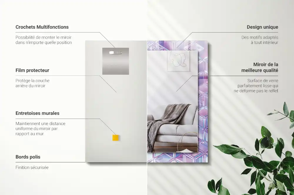 Rechteckiger dekorativer spiegel Transparente bunte Würfel