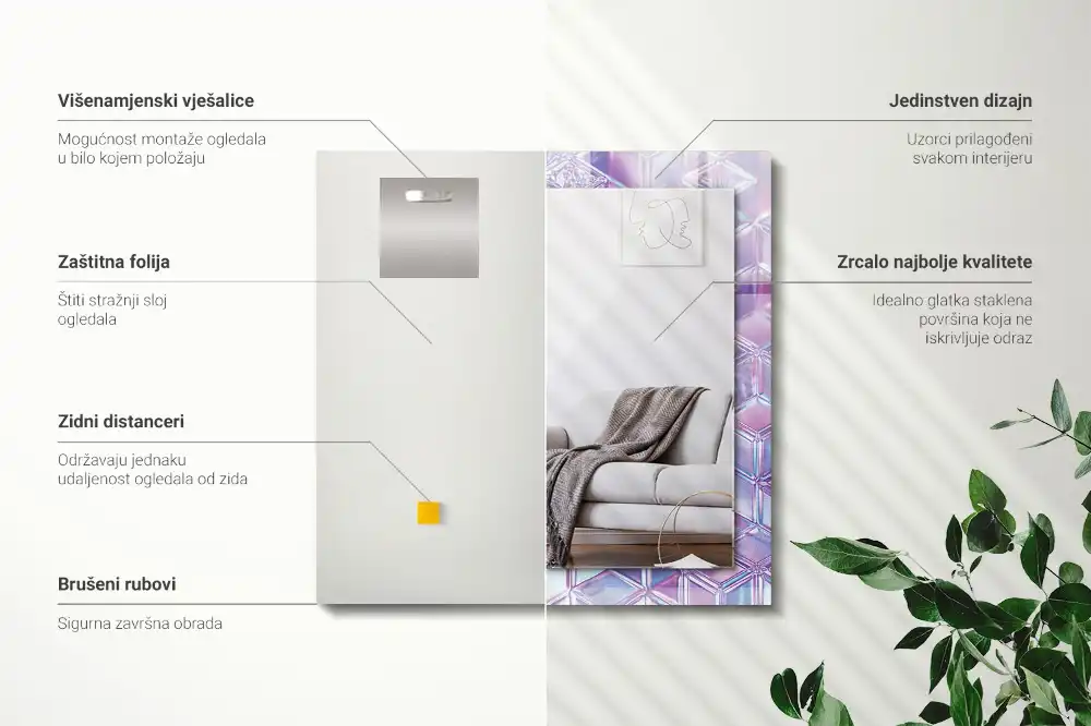 Rechteckiger dekorativer spiegel Transparente bunte Würfel