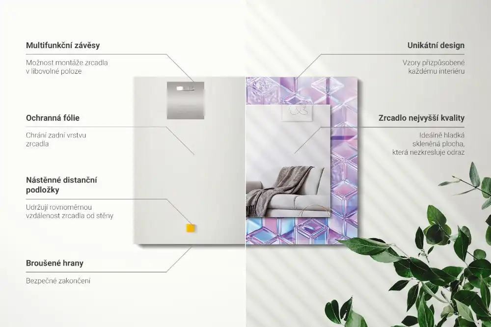 Rechteckiger dekorativer spiegel Transparente bunte Würfel