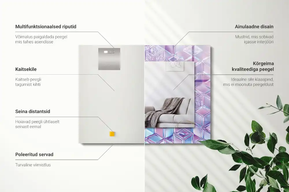 Rechteckiger dekorativer spiegel Transparente bunte Würfel