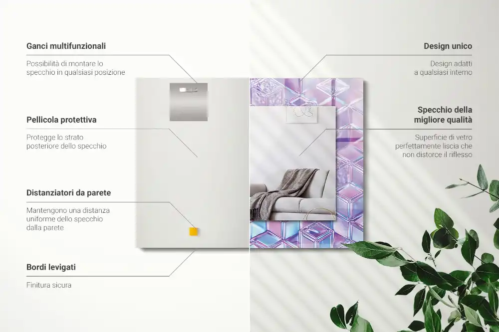 Rechteckiger dekorativer spiegel Transparente bunte Würfel