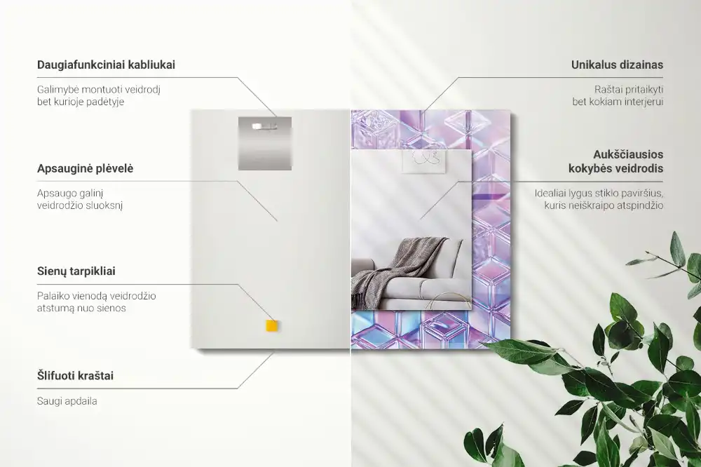 Rechteckiger dekorativer spiegel Transparente bunte Würfel