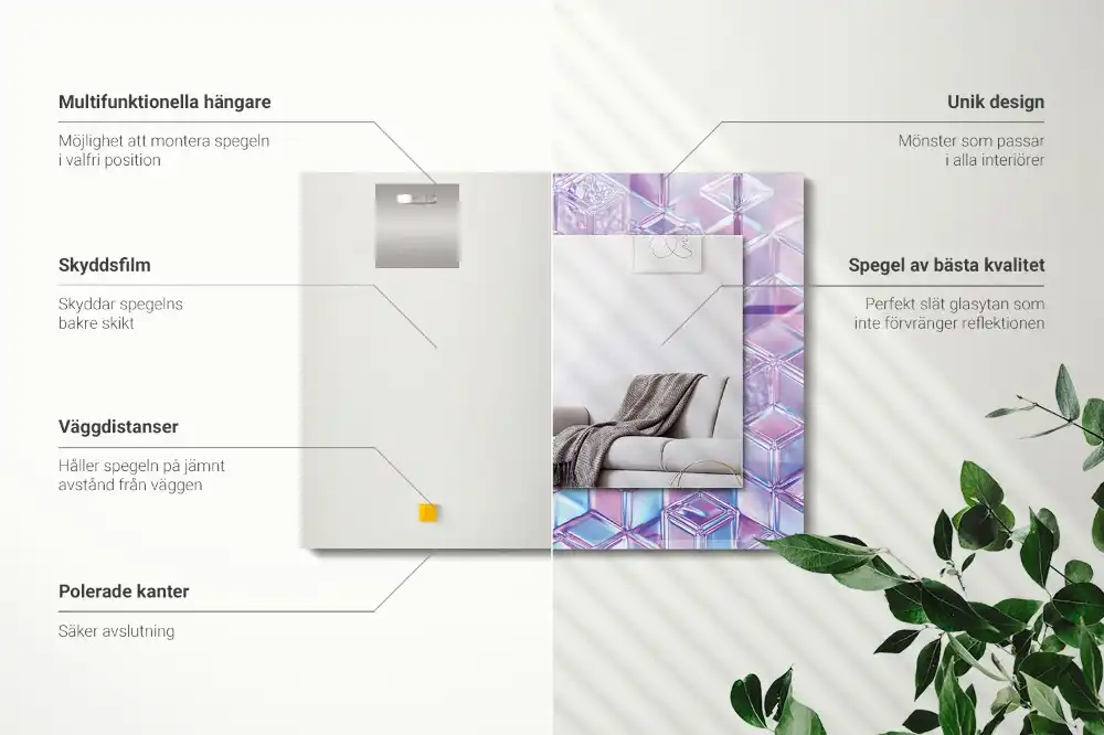 Rechteckiger dekorativer spiegel Transparente bunte Würfel