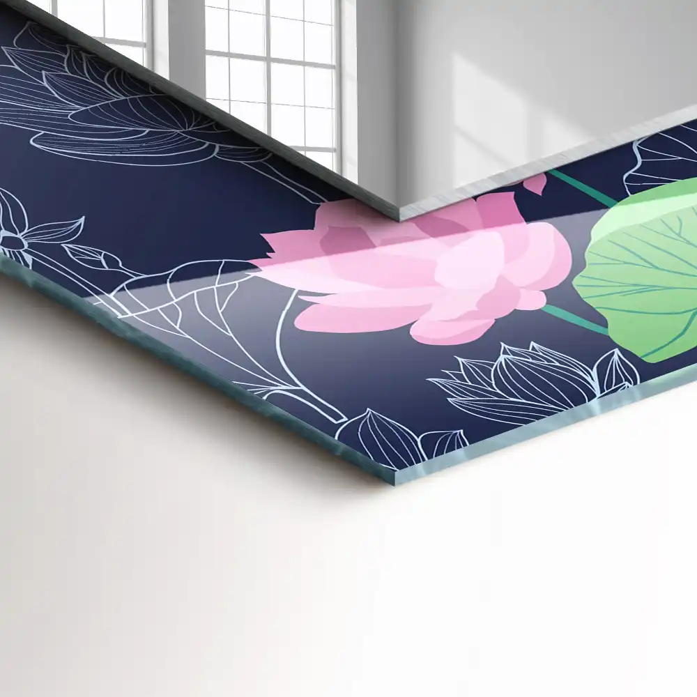 Rechteckiger spiegel Rosa Lotusblumen