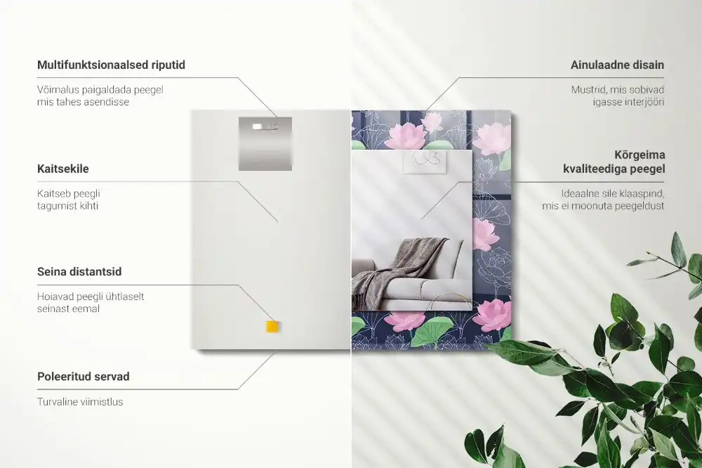 Rechteckiger spiegel Rosa Lotusblumen