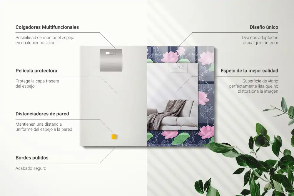 Rechteckiger spiegel Rosa Lotusblumen