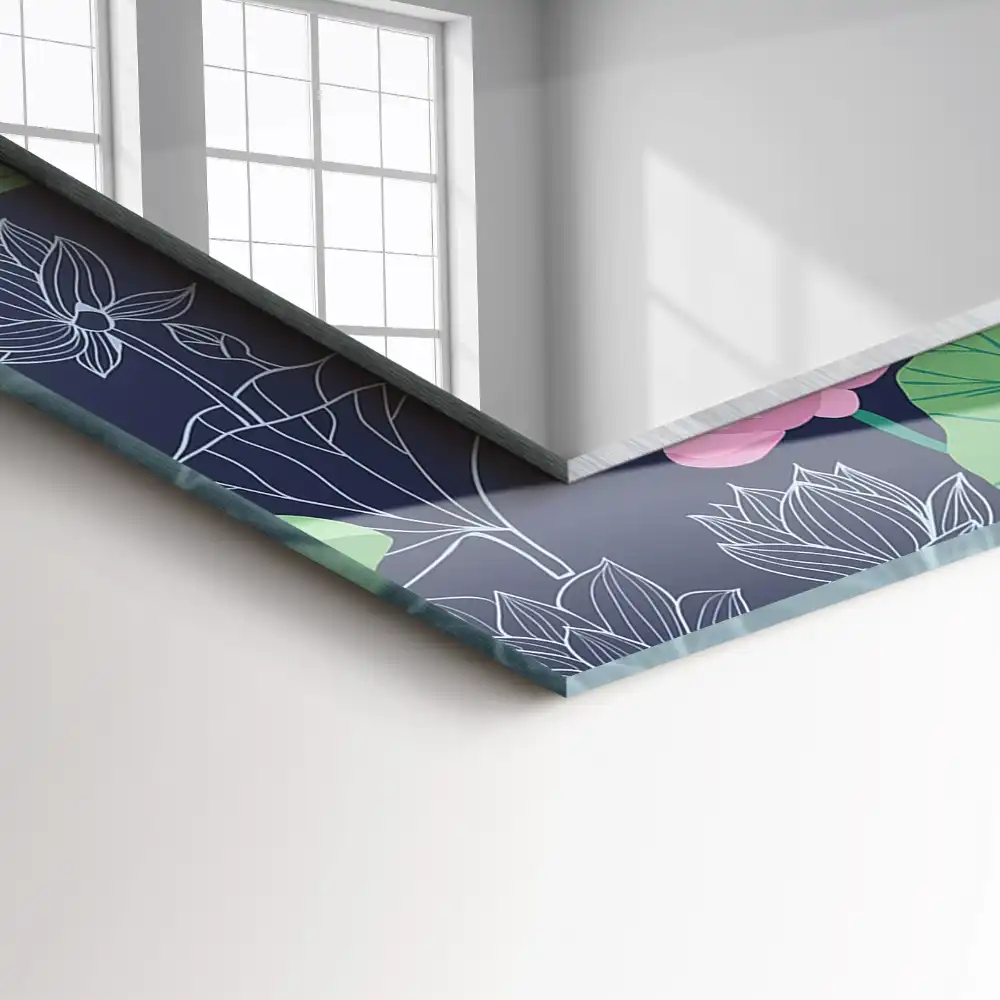 Rechteckiger spiegel Rosa Lotusblumen