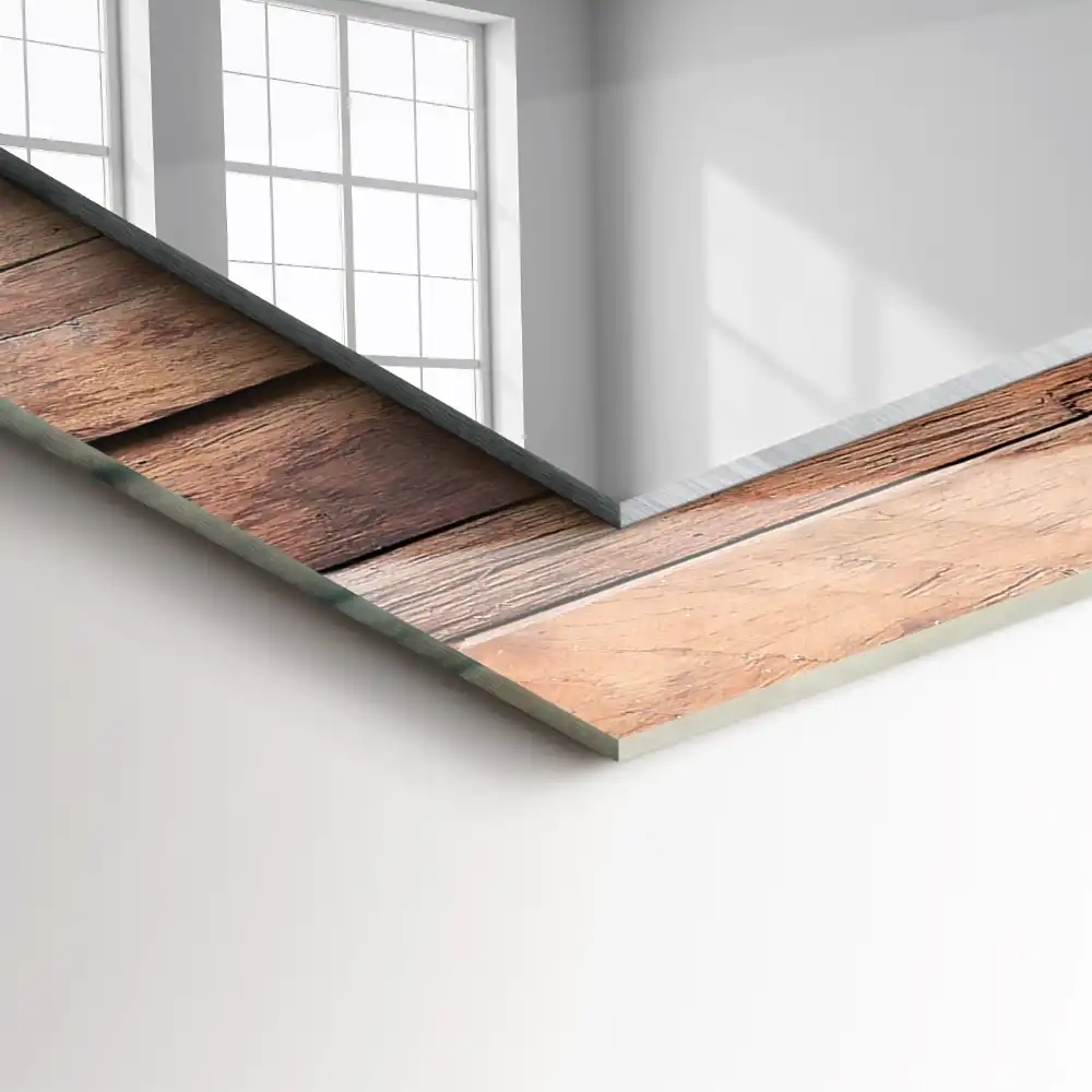 Rechteckiger spiegel Holzwandpaneel