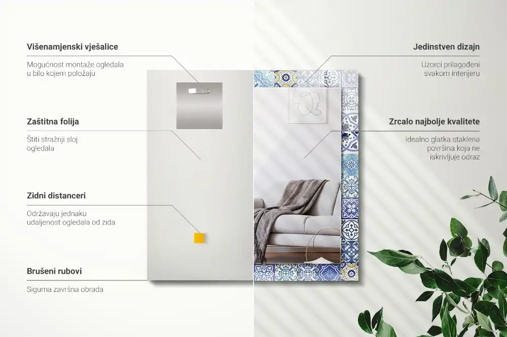 Rechteckiger dekorativer spiegel Bunte Fliesenmosaik